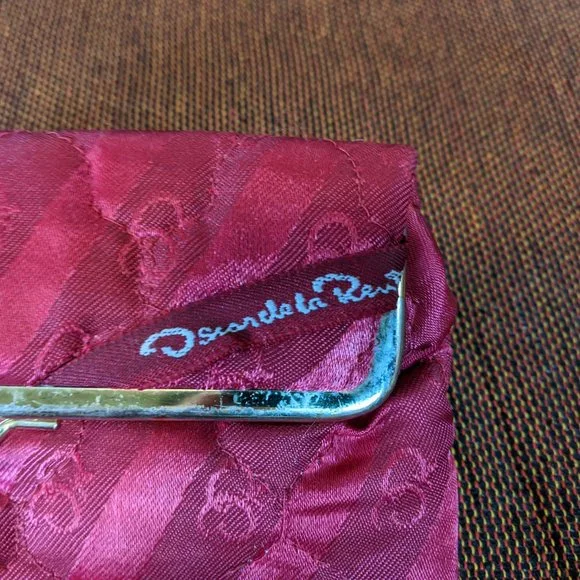 Vintage Oscar de la Renta Vintage Silk Clutch Mirrored Cosmetic Bag Organizer - Picture 2 of 5